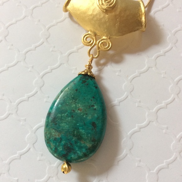 14k Turquoise Pendant Necklace - Picture 3 of 7